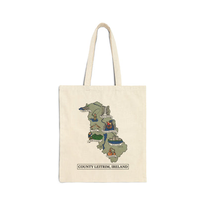 County Leitrim map illustration Tote Bag | Ireland landmarks, coastal scenes