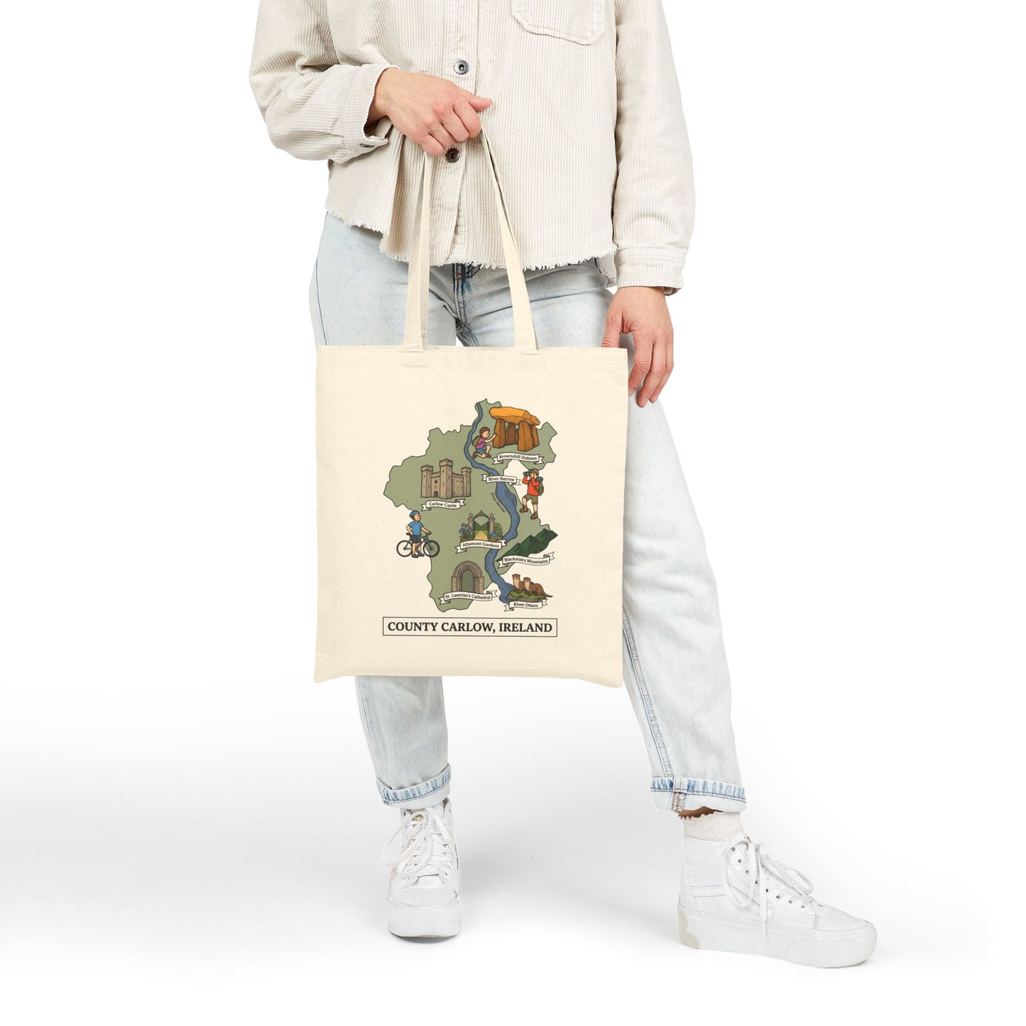 County Carlow map illustration Tote Bag | Ireland landmarks, coastal scenes