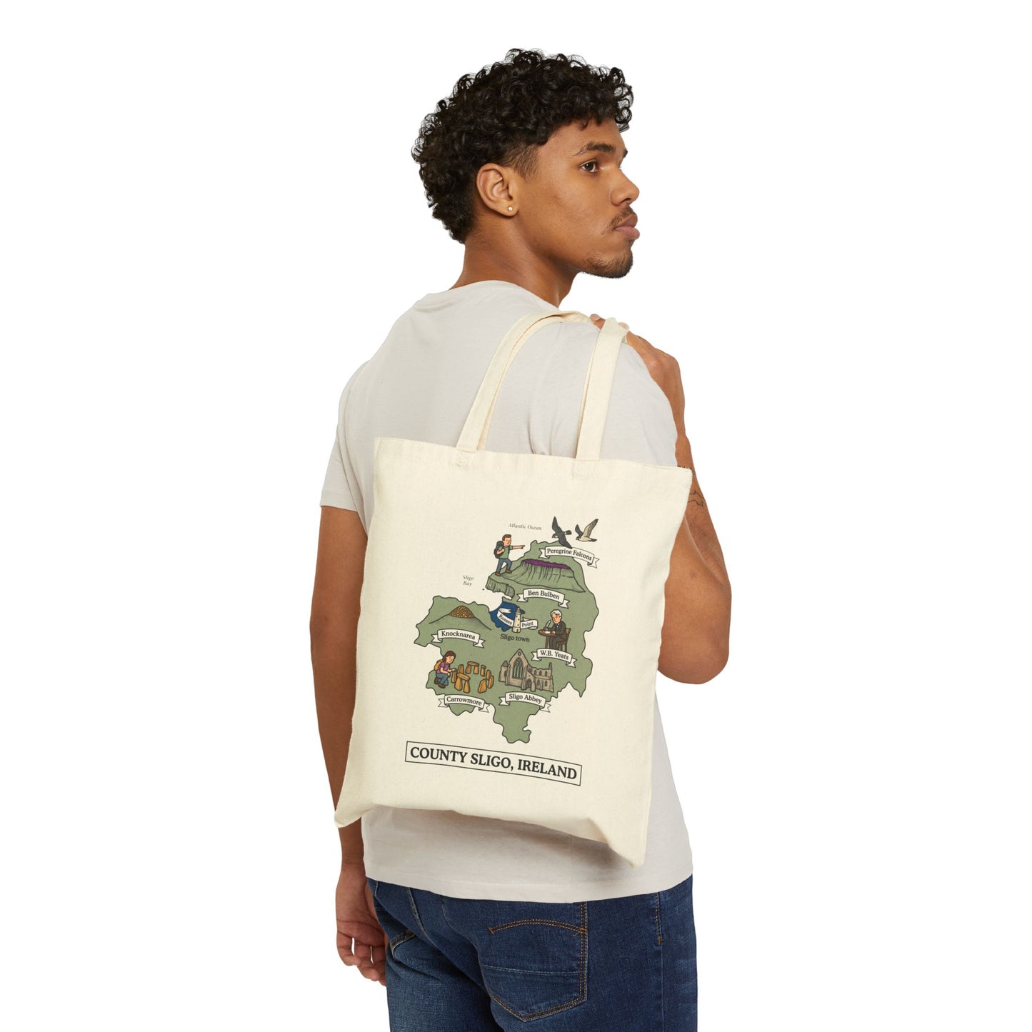 County Sligo map illustration Tote Bag | Ireland landmarks, coastal scenes