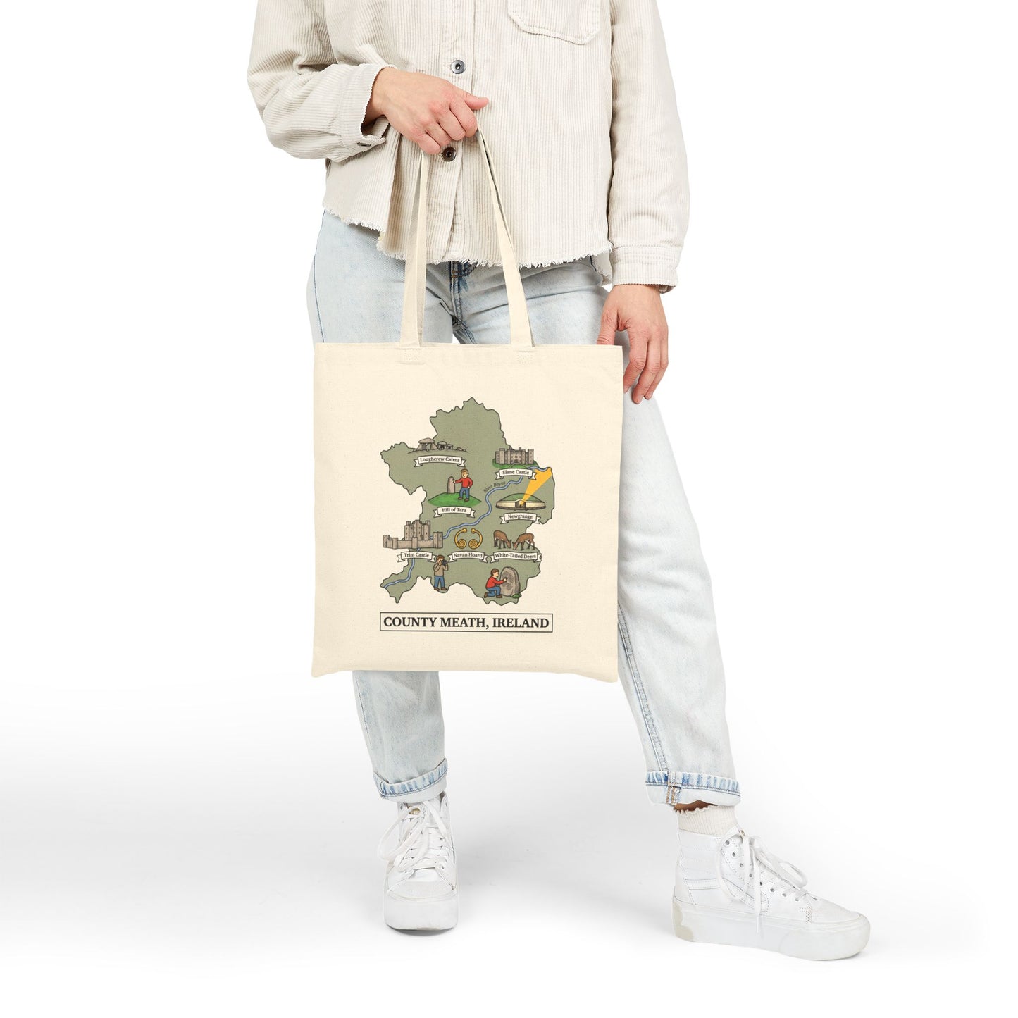 County Meath map illustration Tote Bag | Ireland landmarks, coastal scenes