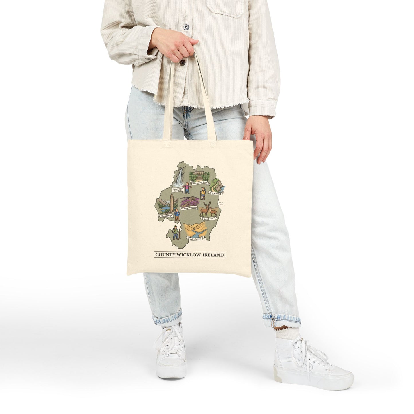 County Wicklow map illustration Tote Bag | Ireland landmarks, coastal scenes