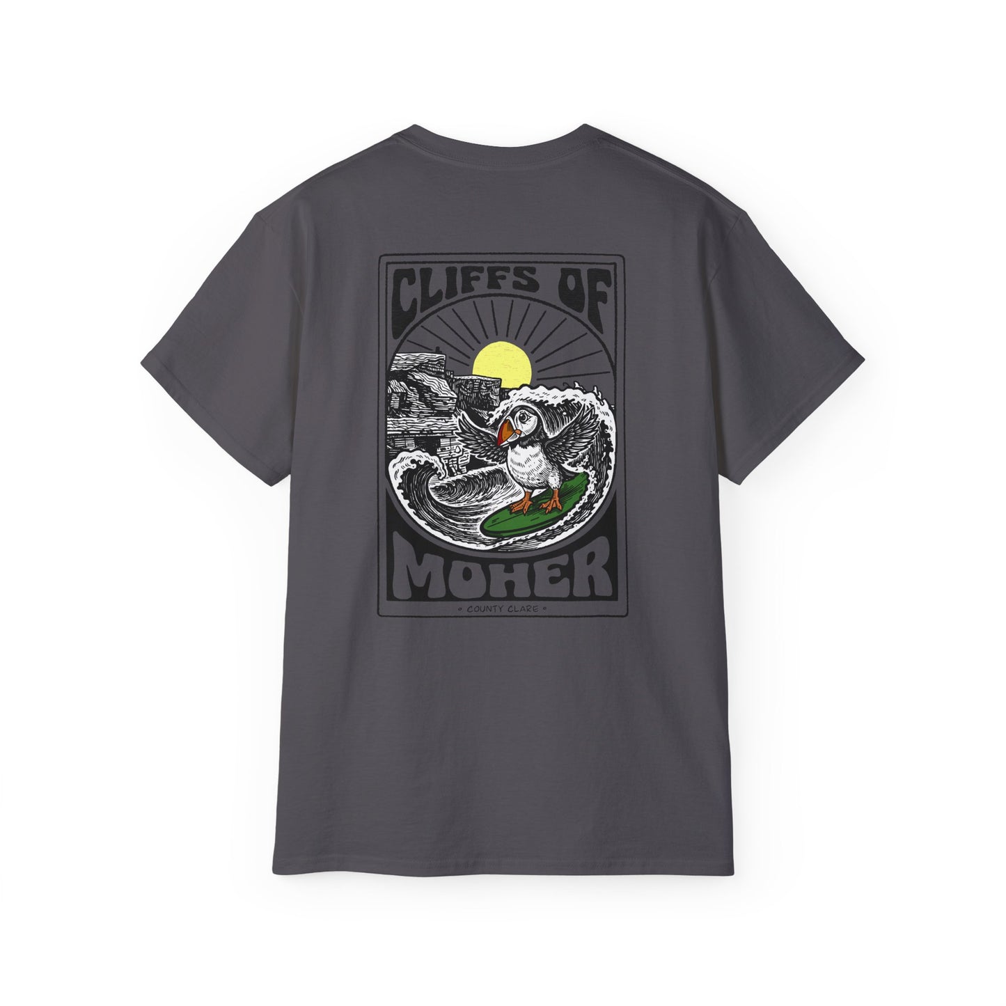 Unisex Cliffs Of Moher Surfing Puffin T Shirt