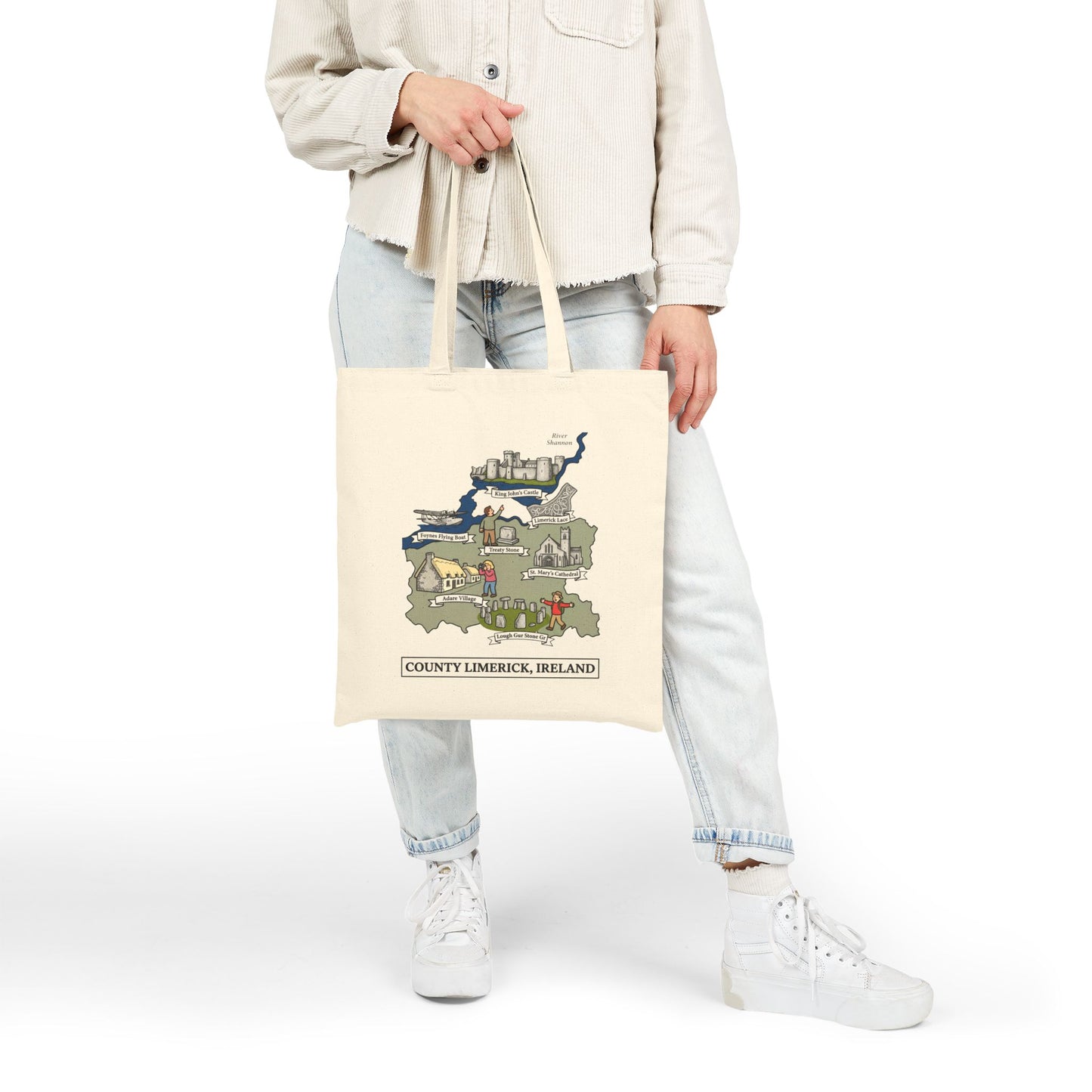County Limerick map illustration Tote Bag | Ireland landmarks, coastal scenes