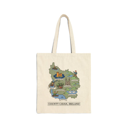County Cavan map illustration Tote Bag | Ireland landmarks, coastal scenes