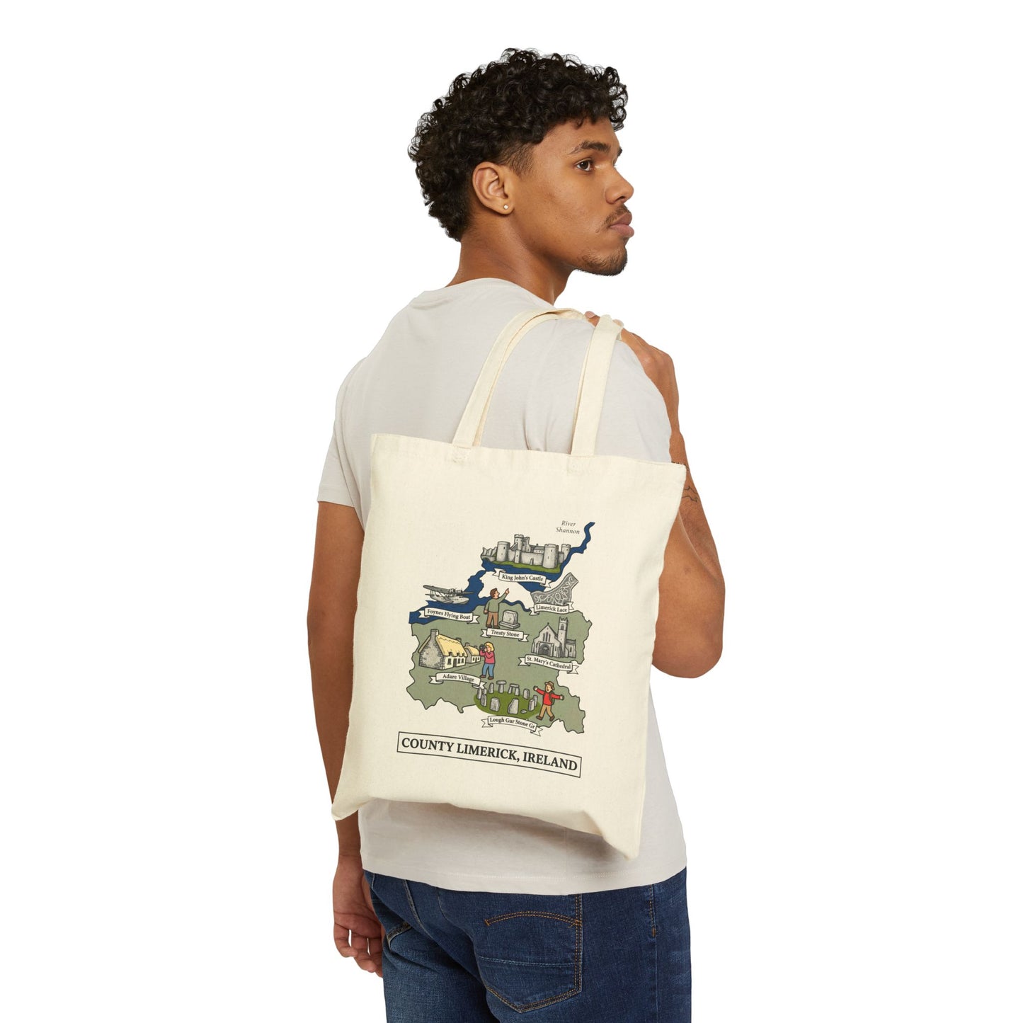 County Limerick map illustration Tote Bag | Ireland landmarks, coastal scenes
