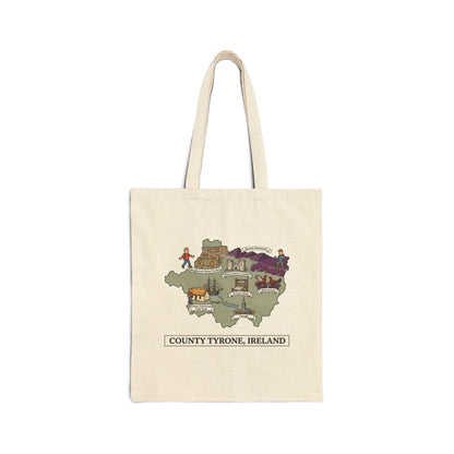 County Tyrone map illustration Tote Bag | Ireland landmarks, coastal scenes