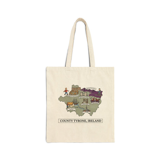 County Tyrone map illustration Tote Bag | Ireland landmarks, coastal scenes