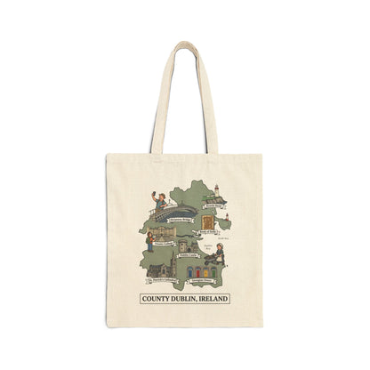 County Dublin map illustration Tote Bag | Ireland landmarks, coastal scenes