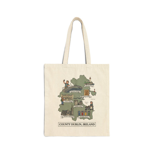 County Dublin map illustration Tote Bag | Ireland landmarks, coastal scenes