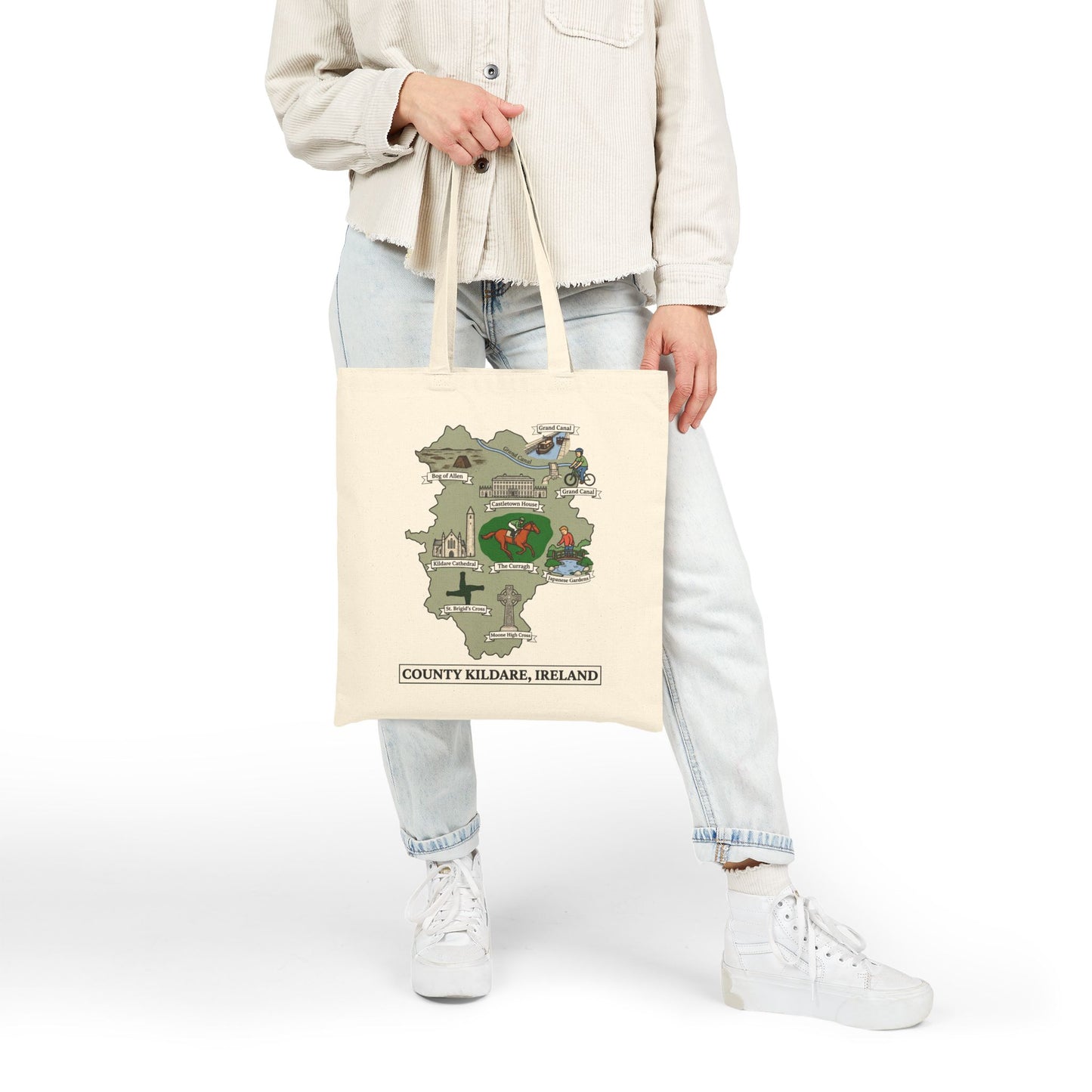 County Kildare map illustration Tote Bag | Ireland landmarks, coastal scenes