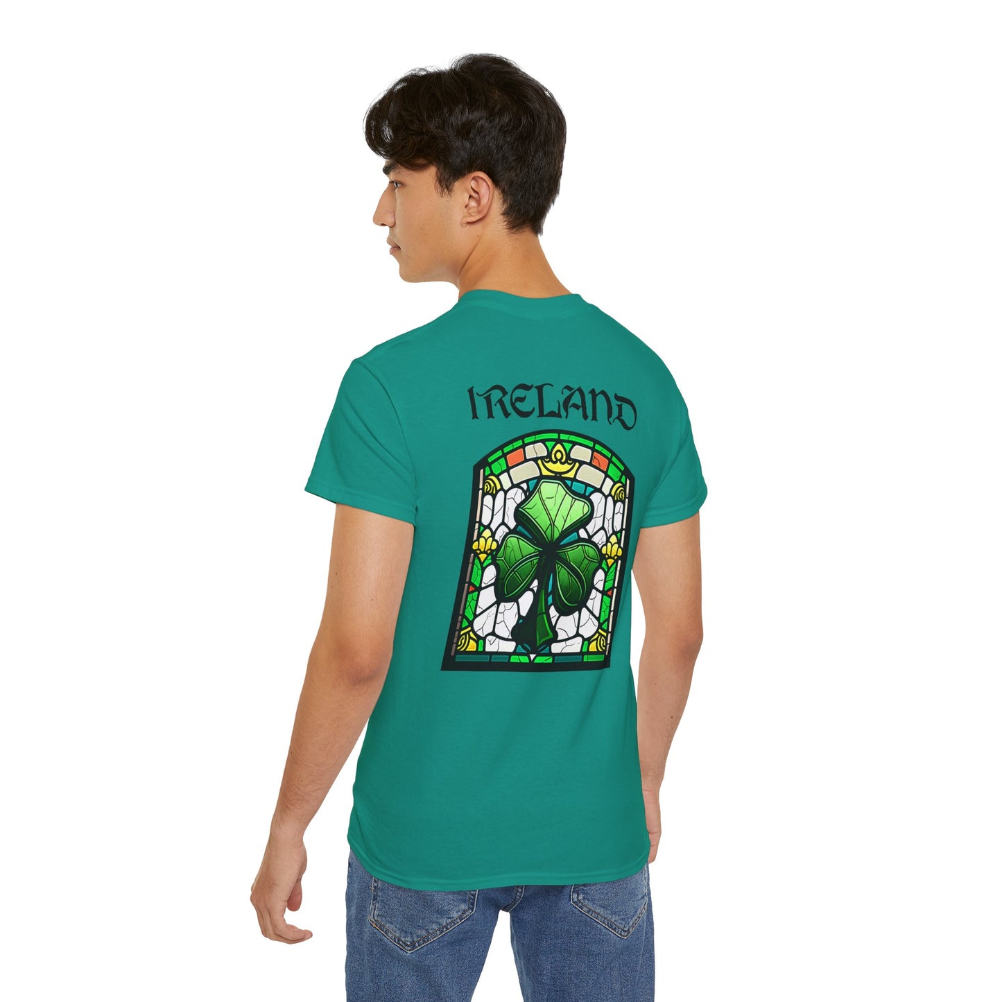 Unisex Ireland Stained Glass Shamrock T Shirt