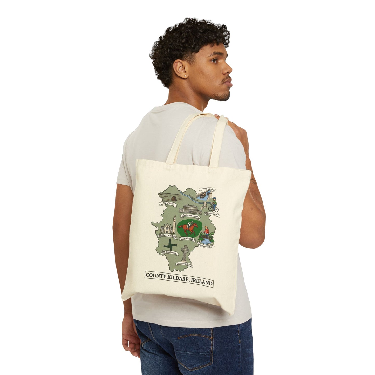 County Kildare map illustration Tote Bag | Ireland landmarks, coastal scenes