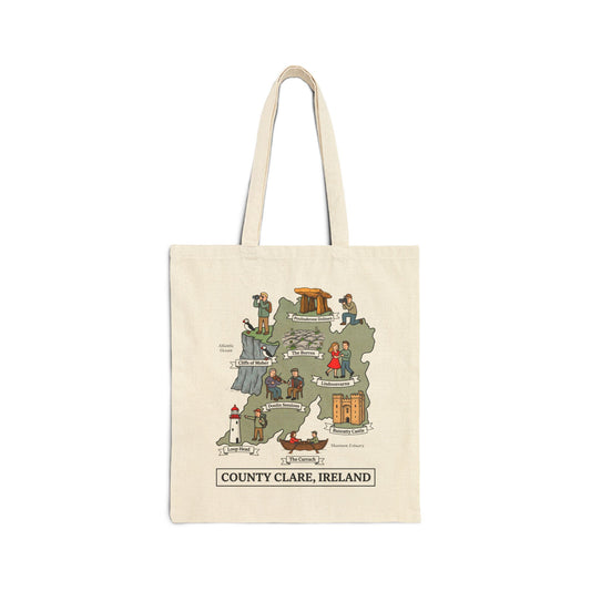 County Clare map illustration Tote Bag | Ireland landmarks, coastal scenes