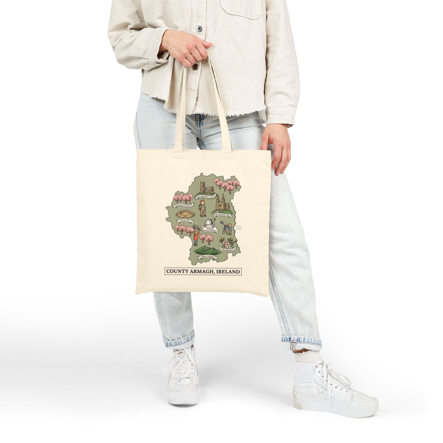 Copy of County Armagh map illustration Tote Bag | Ireland landmarks, coastal scenes