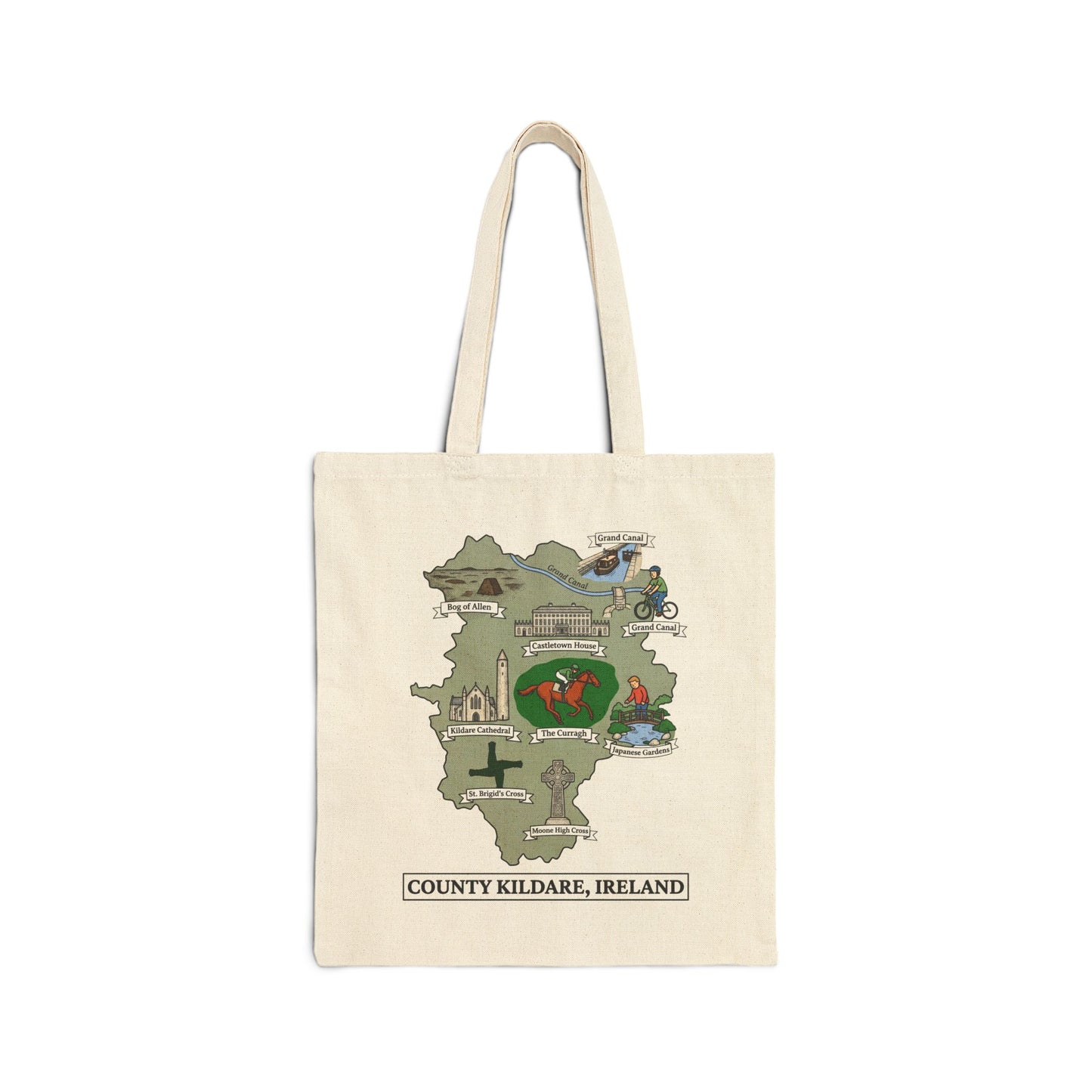 County Kildare map illustration Tote Bag | Ireland landmarks, coastal scenes
