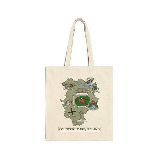 County Kildare map illustration Tote Bag | Ireland landmarks, coastal scenes