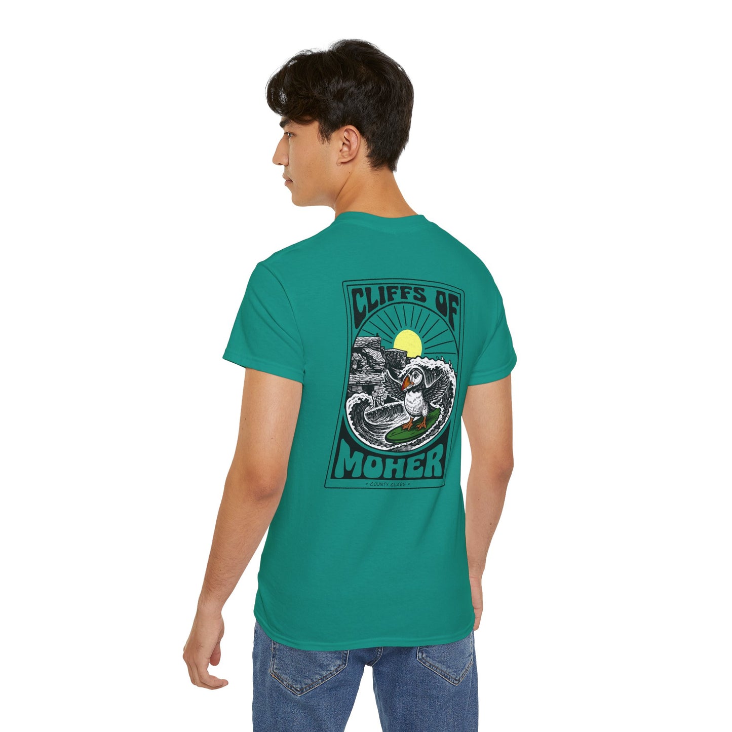 Unisex Cliffs Of Moher Surfing Puffin T Shirt