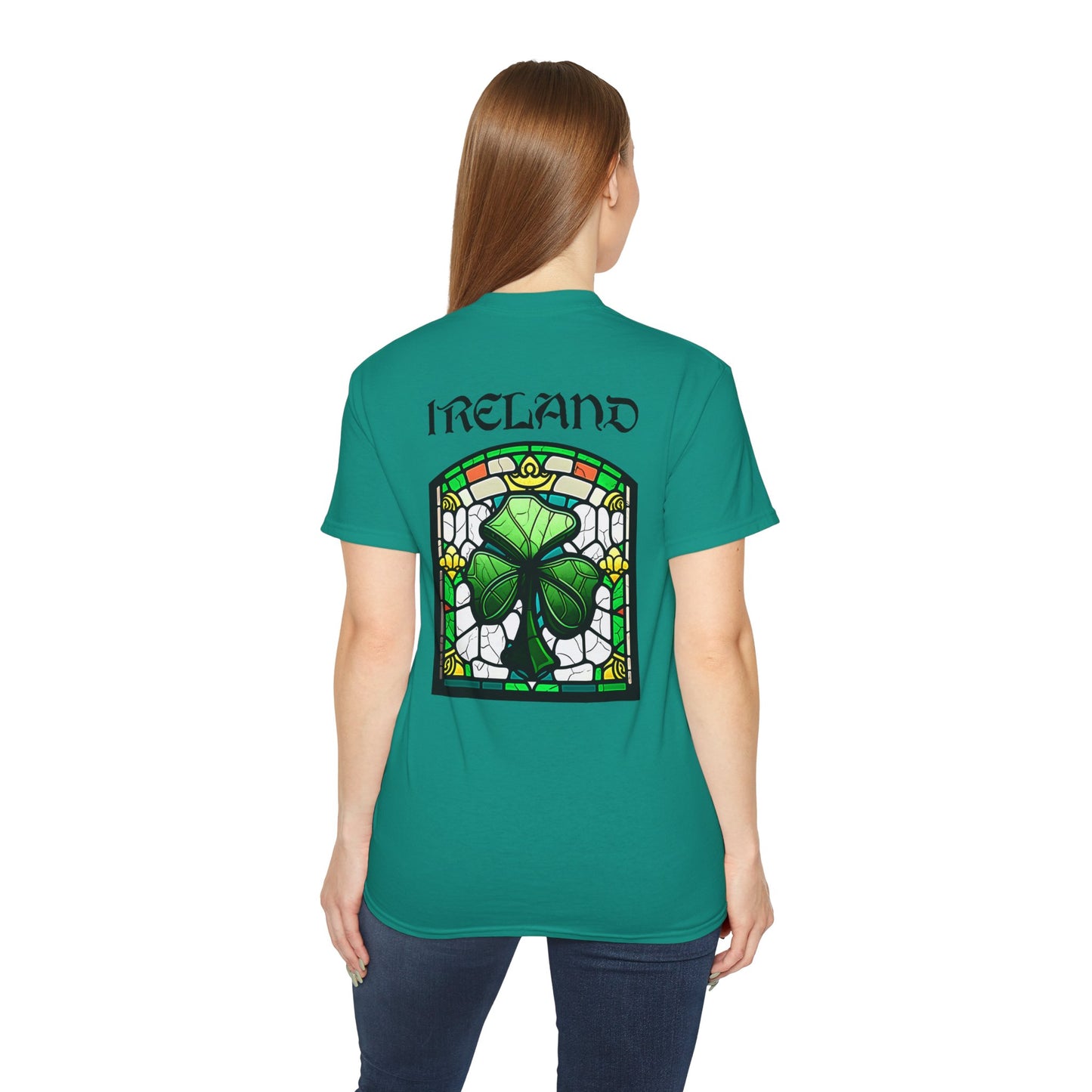Unisex Ireland Stained Glass Shamrock T Shirt