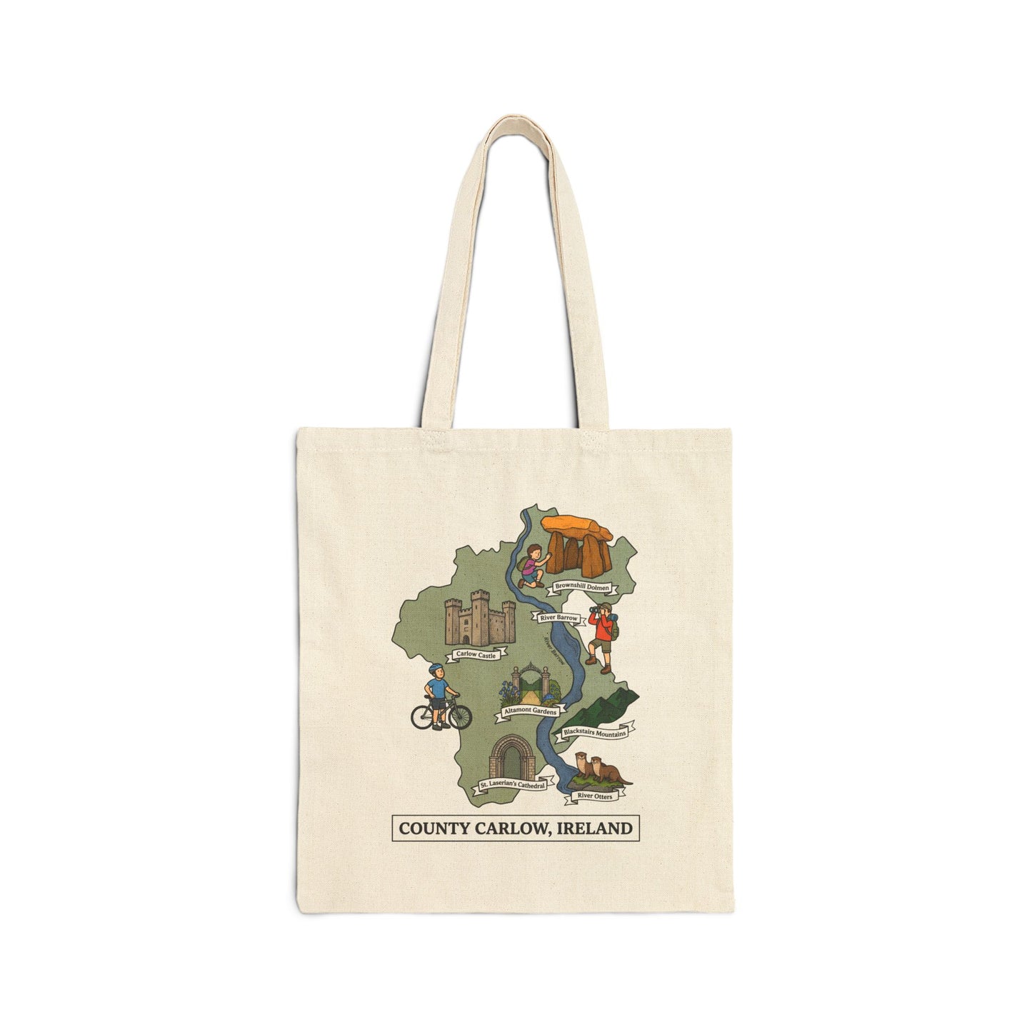 County Carlow map illustration Tote Bag | Ireland landmarks, coastal scenes
