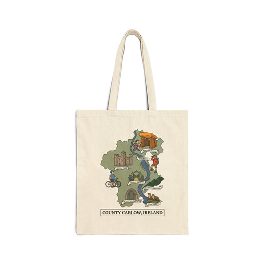 County Carlow map illustration Tote Bag | Ireland landmarks, coastal scenes