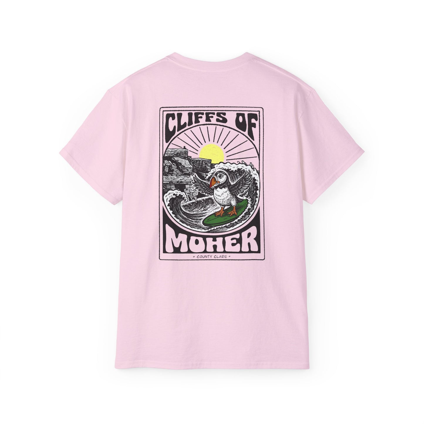 Unisex Cliffs Of Moher Surfing Puffin T Shirt