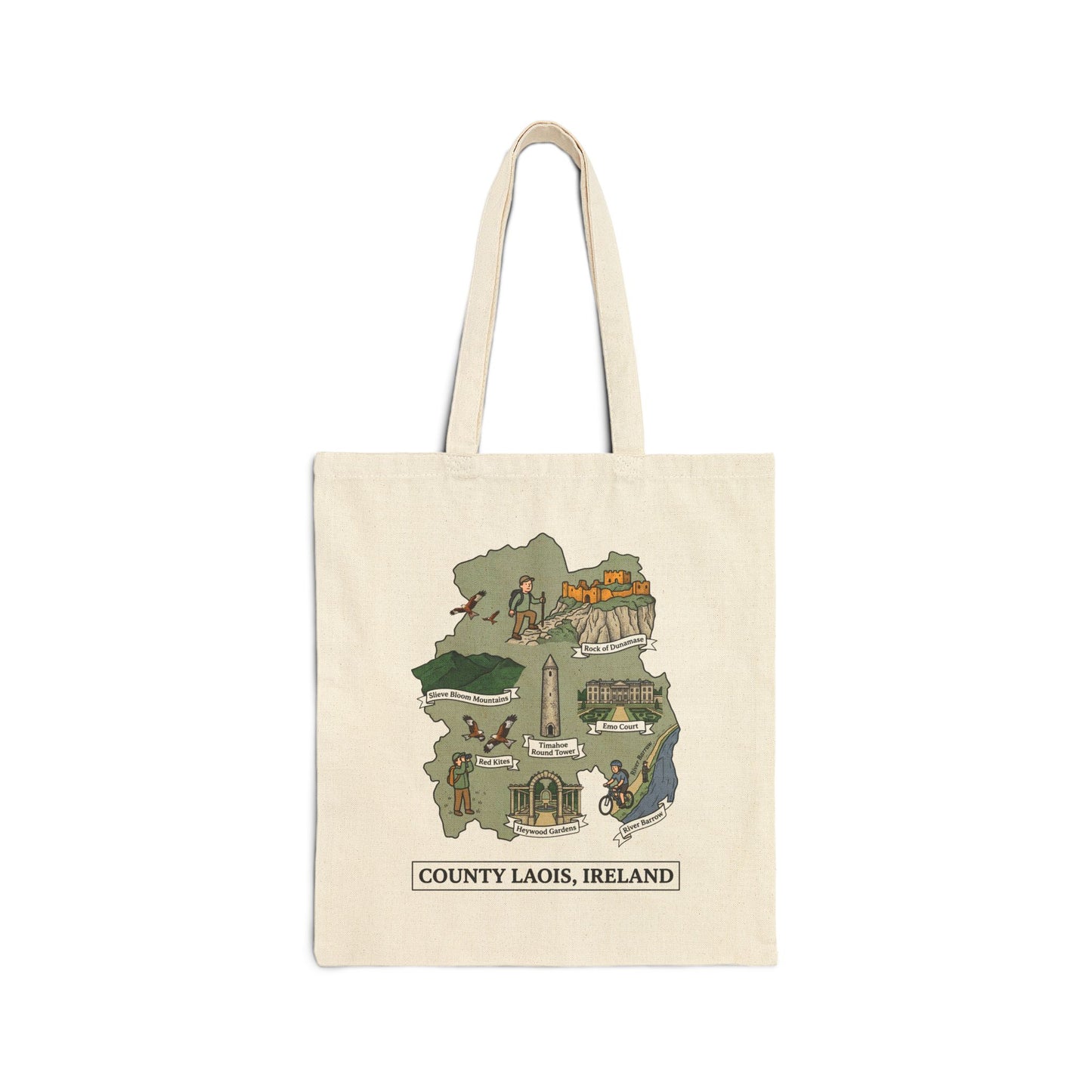 County Laois map illustration Tote Bag | Ireland landmarks, coastal scenes