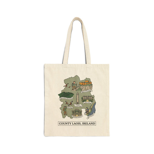 County Laois map illustration Tote Bag | Ireland landmarks, coastal scenes