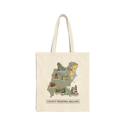 County Wexford map illustration Tote Bag | Ireland landmarks, coastal scenes