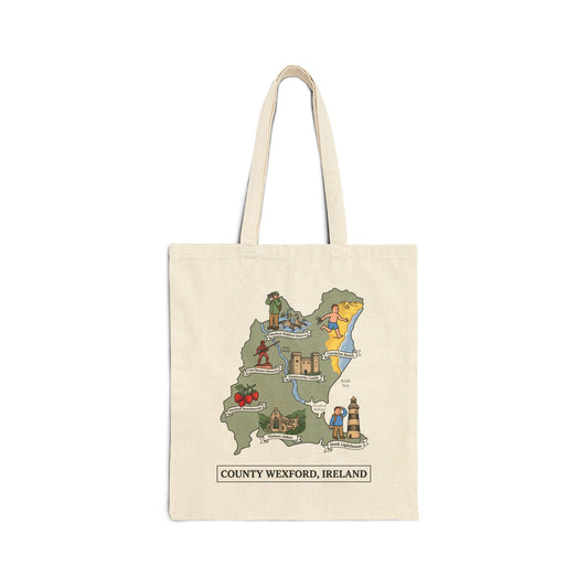 County Wexford map illustration Tote Bag | Ireland landmarks, coastal scenes