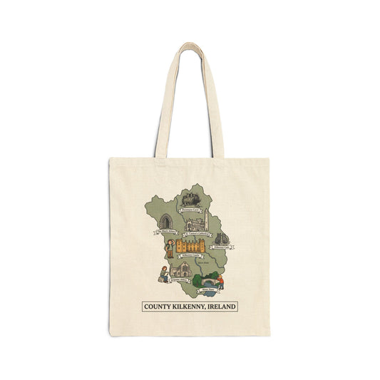County Kilkenny map illustration Tote Bag | Ireland landmarks, coastal scenes