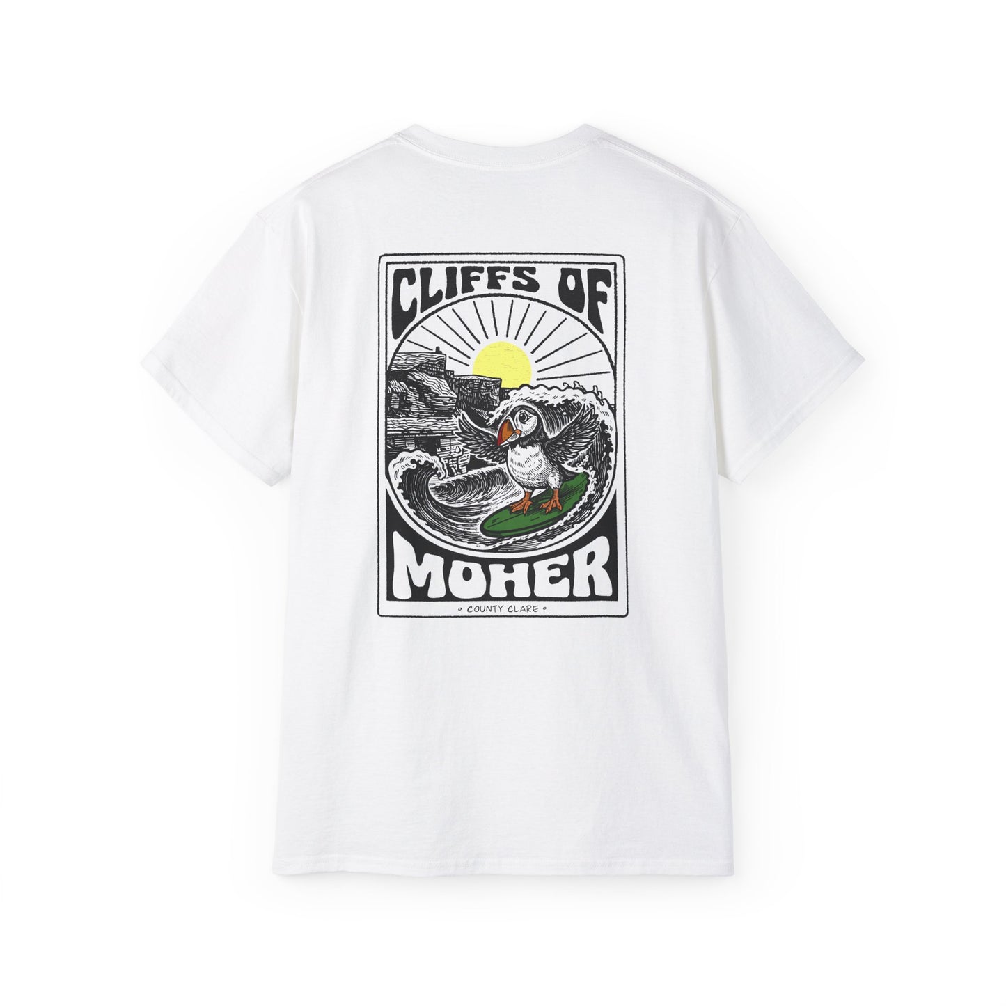 Unisex Cliffs Of Moher Surfing Puffin T Shirt