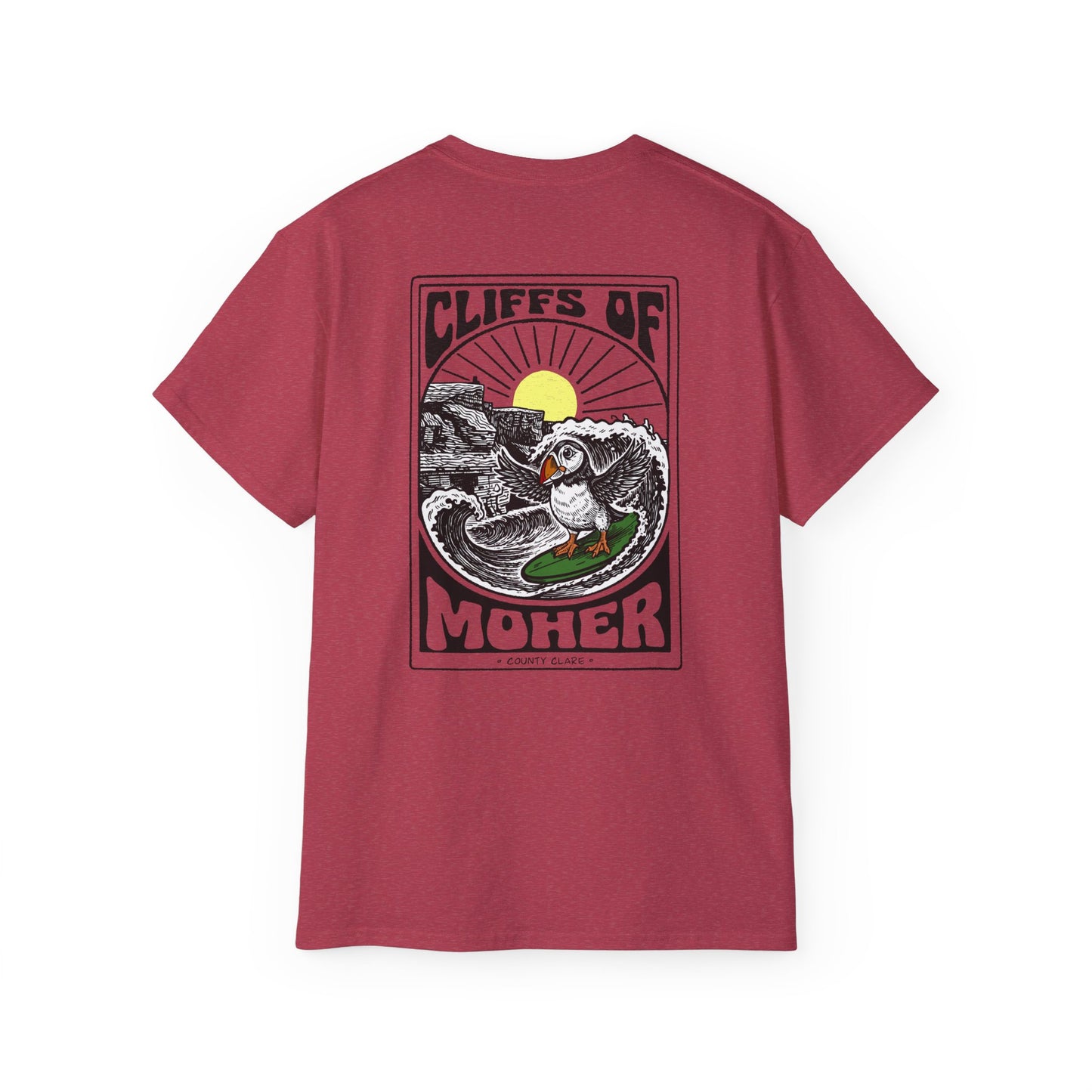 Unisex Cliffs Of Moher Surfing Puffin T Shirt