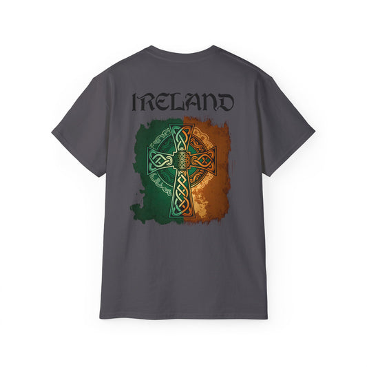 Unisex Ireland Tri Colour Celtic Cross T Shirt.