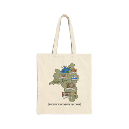 County Roscommon map illustration Tote Bag | Ireland landmarks, coastal scenes