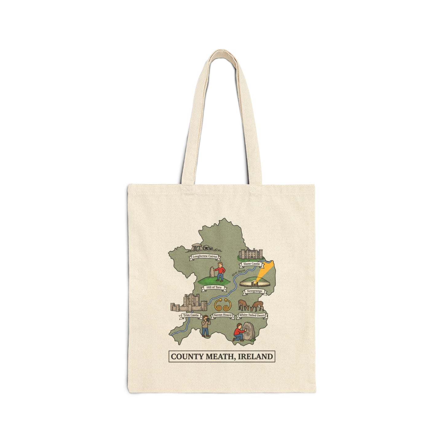 County Meath map illustration Tote Bag | Ireland landmarks, coastal scenes