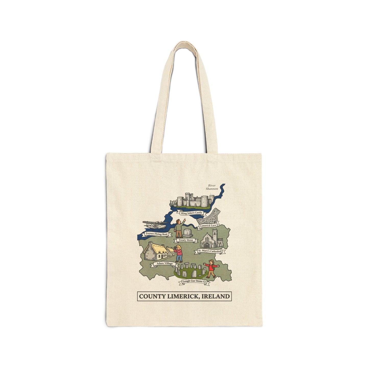 County Limerick map illustration Tote Bag | Ireland landmarks, coastal scenes