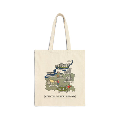 County Limerick map illustration Tote Bag | Ireland landmarks, coastal scenes