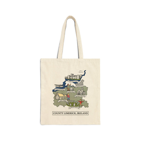 County Limerick map illustration Tote Bag | Ireland landmarks, coastal scenes