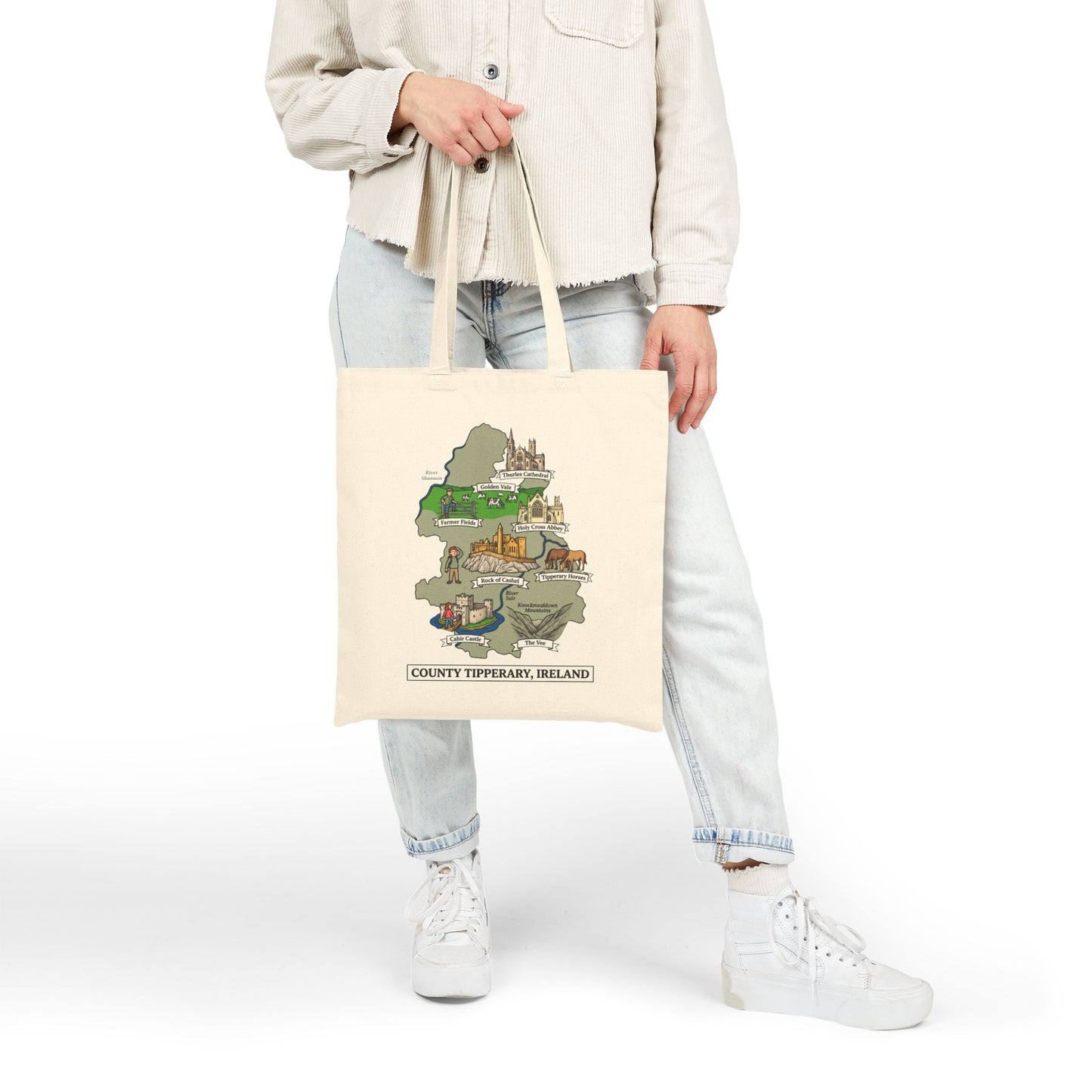 County Tipperary map illustration Tote Bag | Ireland landmarks, coastal scenes