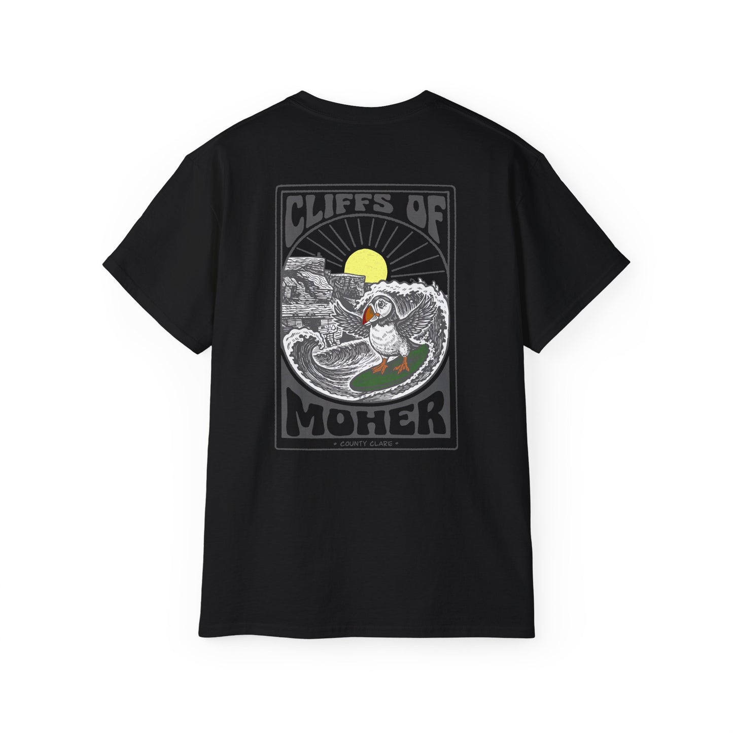 Unisex Cliffs Of Moher Surfing Puffin T Shirt