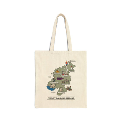 County Donegal map illustration Tote Bag | Ireland landmarks, coastal scenes