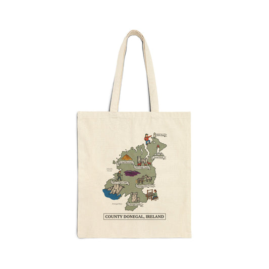 County Donegal map illustration Tote Bag | Ireland landmarks, coastal scenes