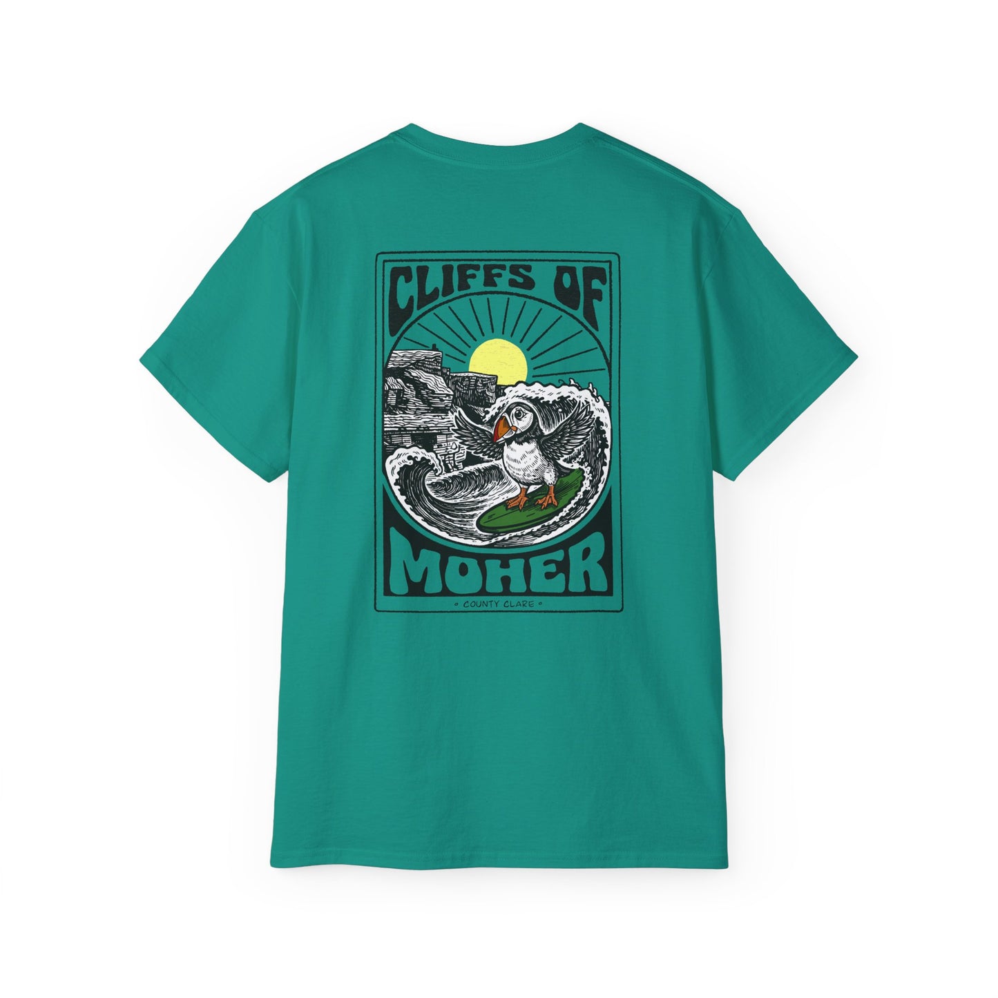 Unisex Cliffs Of Moher Surfing Puffin T Shirt