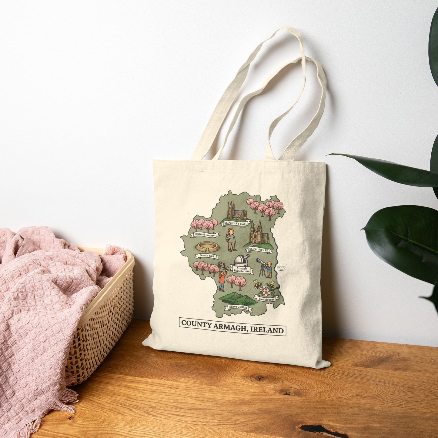 Copy of County Armagh map illustration Tote Bag | Ireland landmarks, coastal scenes