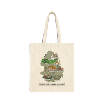 County Tipperary map illustration Tote Bag | Ireland landmarks, coastal scenes