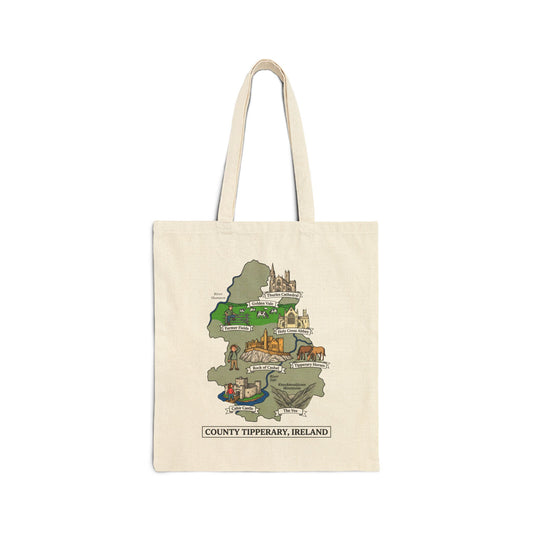 County Tipperary map illustration Tote Bag | Ireland landmarks, coastal scenes