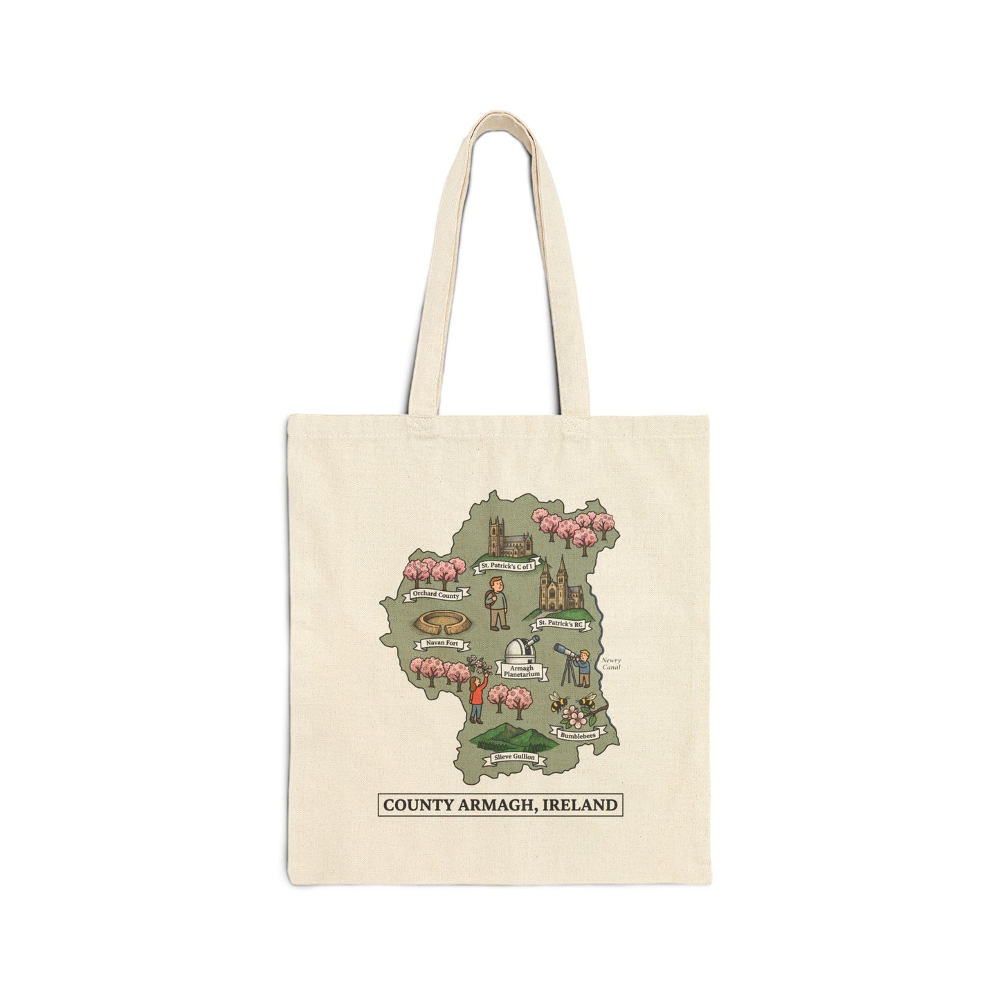 Copy of County Armagh map illustration Tote Bag | Ireland landmarks, coastal scenes