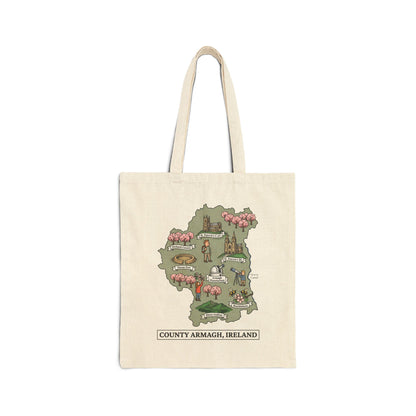 Copy of County Armagh map illustration Tote Bag | Ireland landmarks, coastal scenes