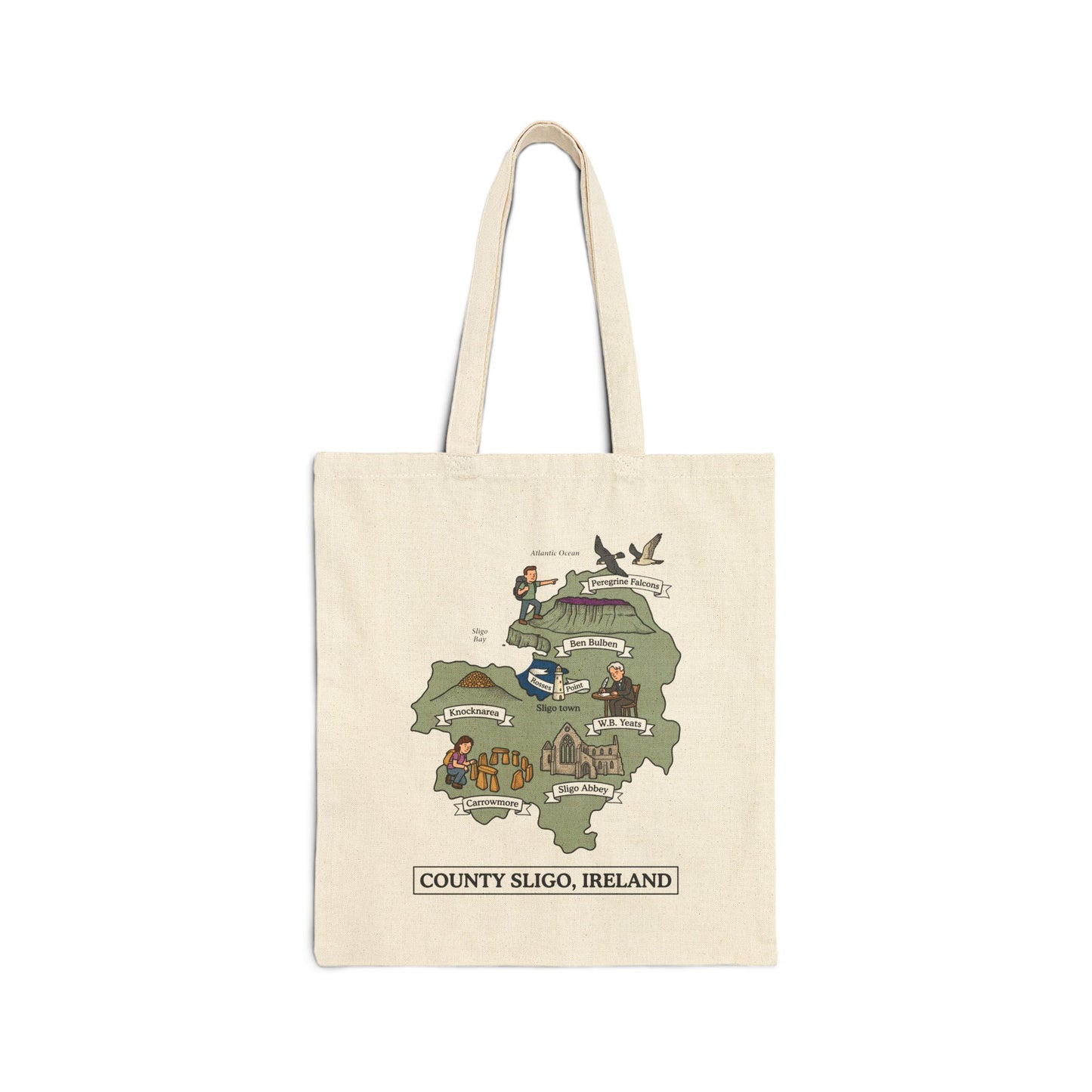 County Sligo map illustration Tote Bag | Ireland landmarks, coastal scenes