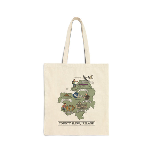 County Sligo map illustration Tote Bag | Ireland landmarks, coastal scenes